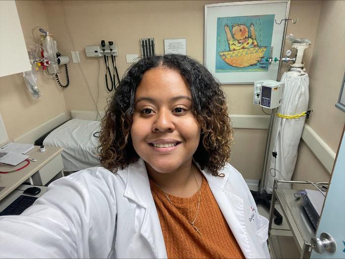 Aidee Santos Acosta pictured at medical internship in Buenos Aires, Argentina